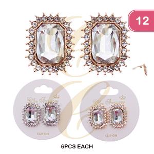 FASHION CRYSTAL STONE CLIP ON EARRING (12 UNITS)