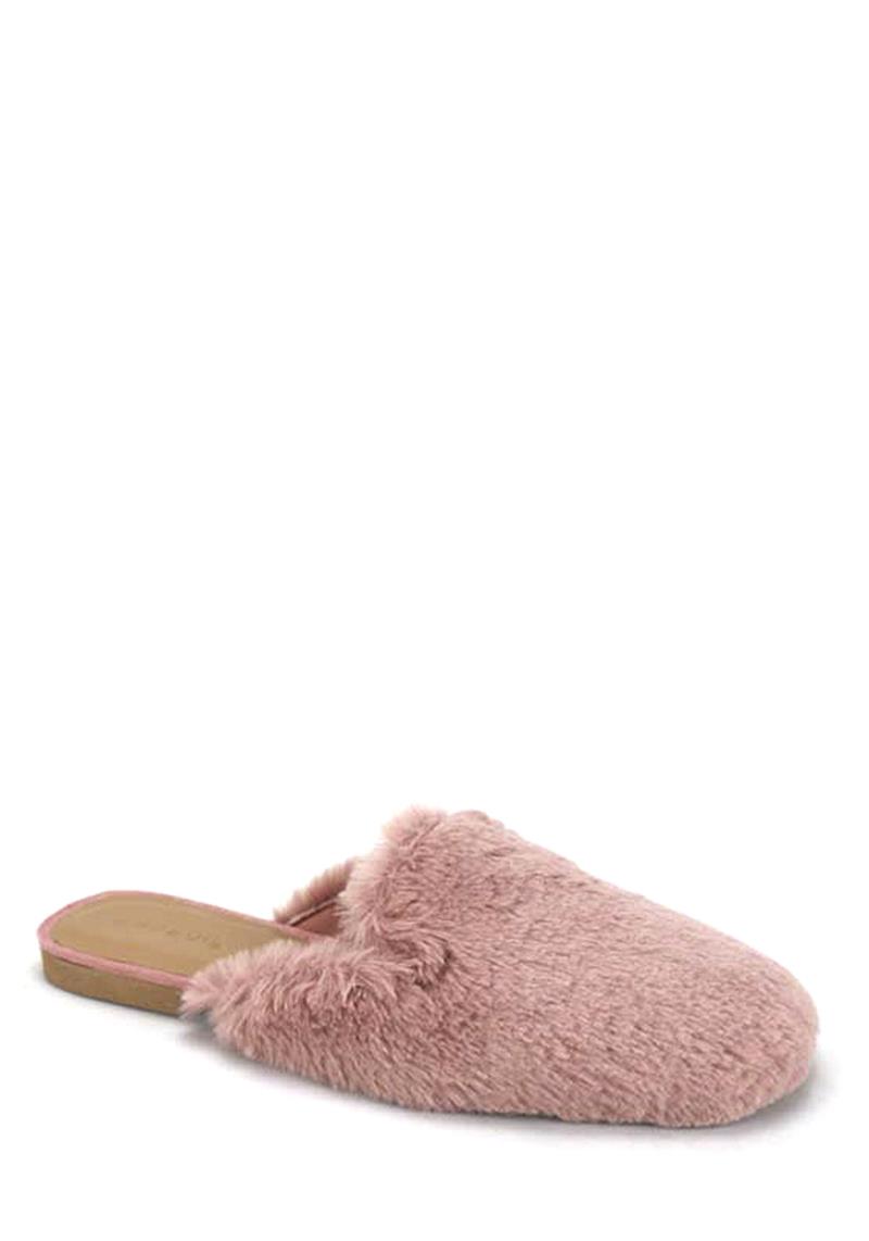 CHIC FURRY PRINT COLORED SLIPPERS