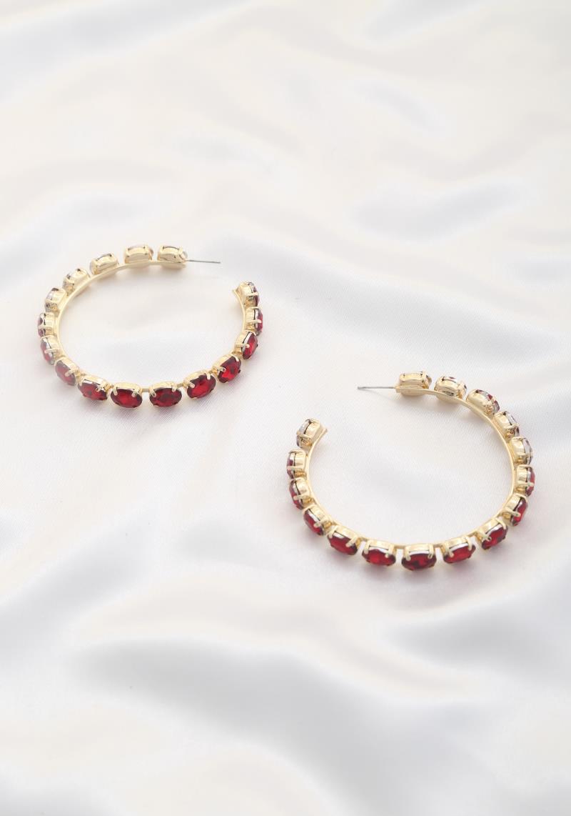 STONE HOOP EVENING EARRING