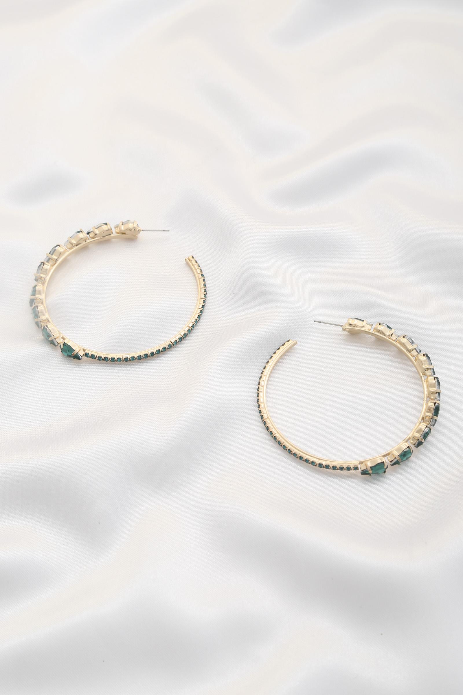 TEARDROP STONE HOOP EVENING EARRING