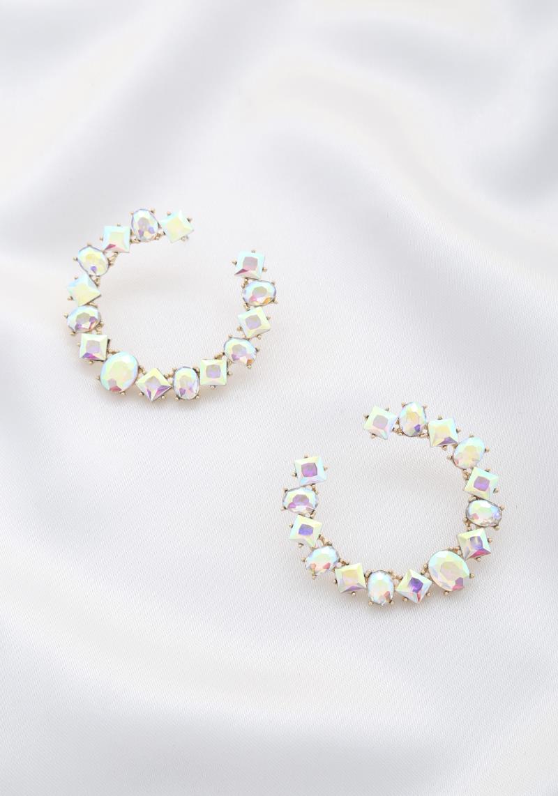 CRYSTAL OPEN CIRCLE POST EARRING