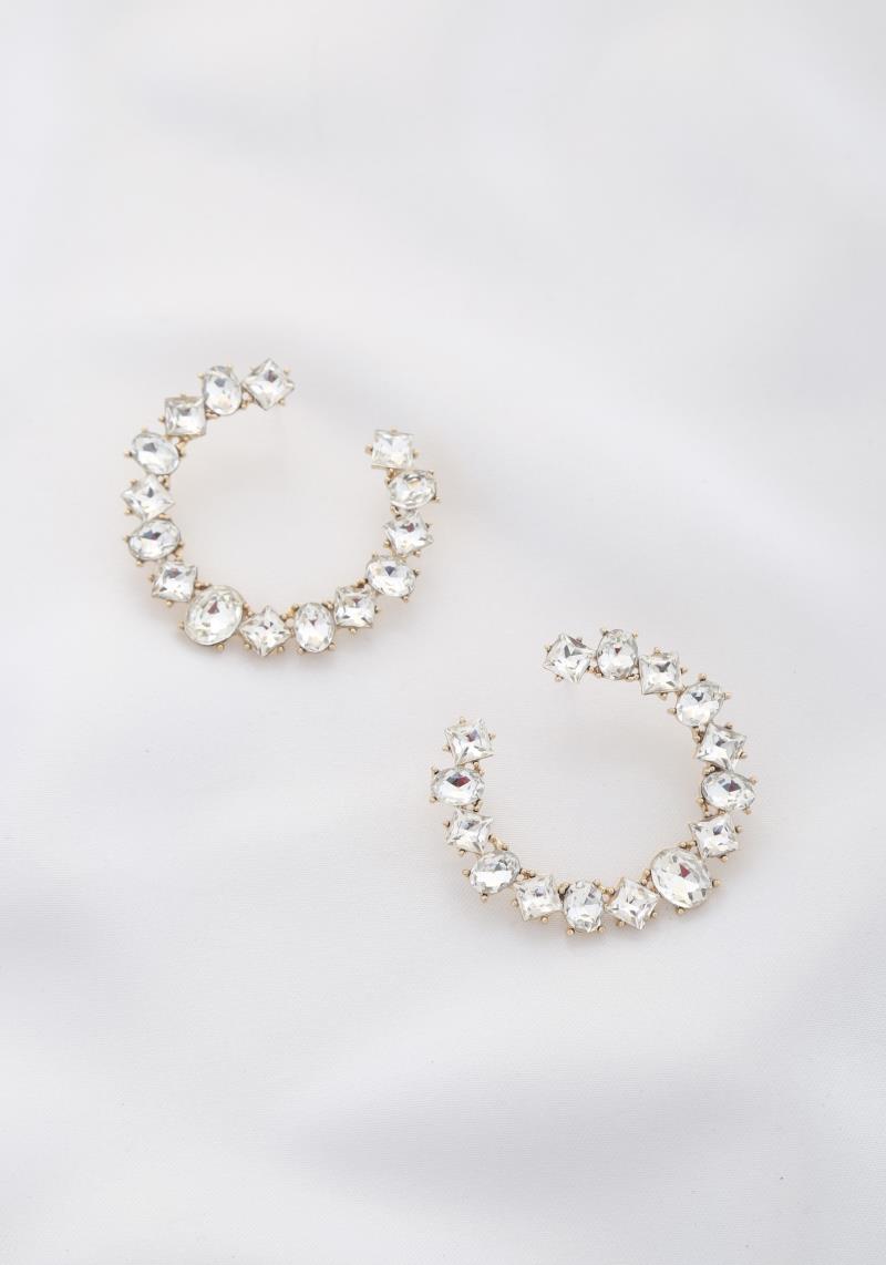 CRYSTAL OPEN CIRCLE POST EARRING