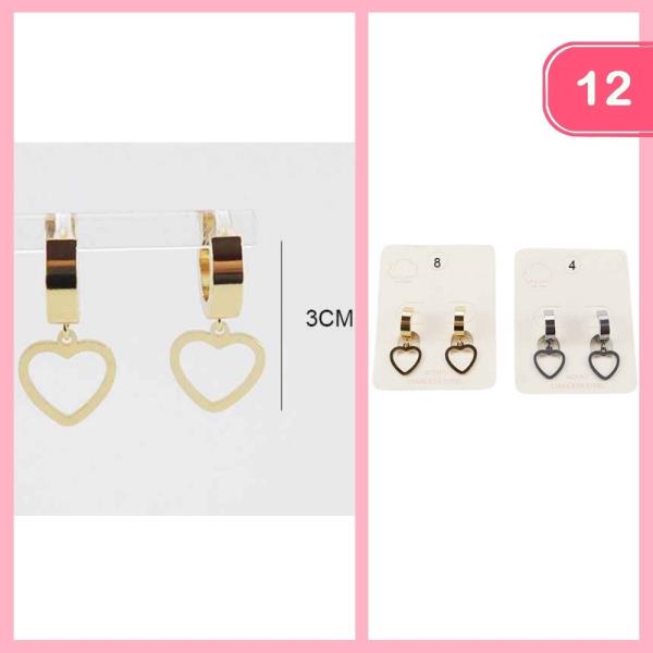 FASHION HEART DANGLE EARRING (12 UNITS)
