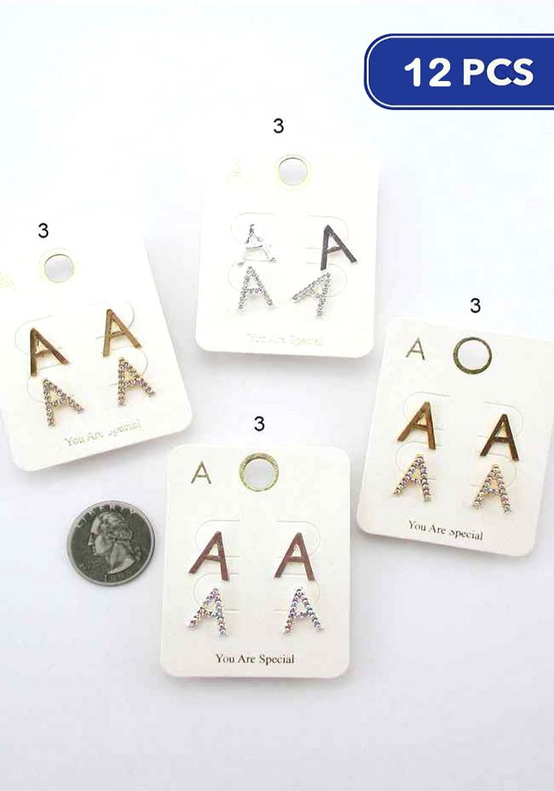 FASHION RHINESTONE EARRING 2 PAIR SET (12 UNITS)