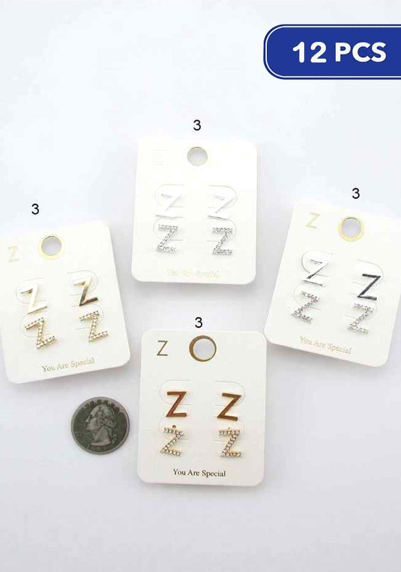 FASHION RHINESTONE EARRING 2 PAIR SET (12 UNITS)