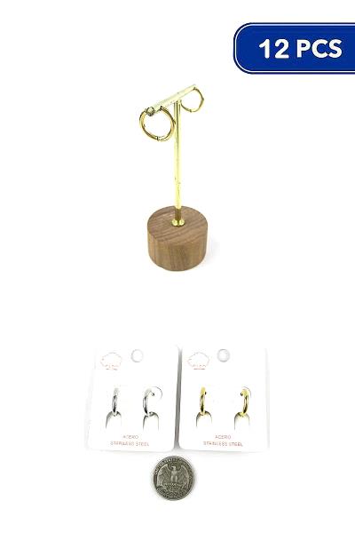 FASHION PLAIN METAL HOOP EARRING (12 UNITS)