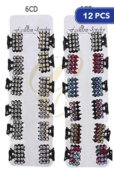 FASHION RHINESTONE MINI HAIR CLAW SET (12 UNITS)