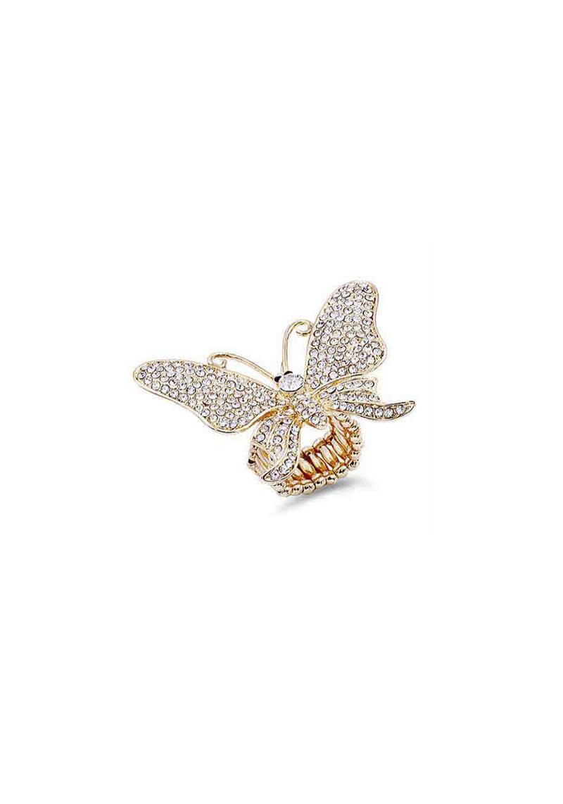 RHINESTONE BUTTERFLY STRETCH RING