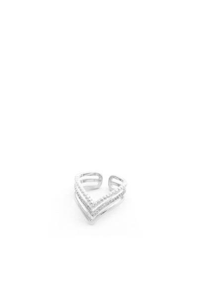 SODAJO V SHAPE RHINESTONE METAL RING