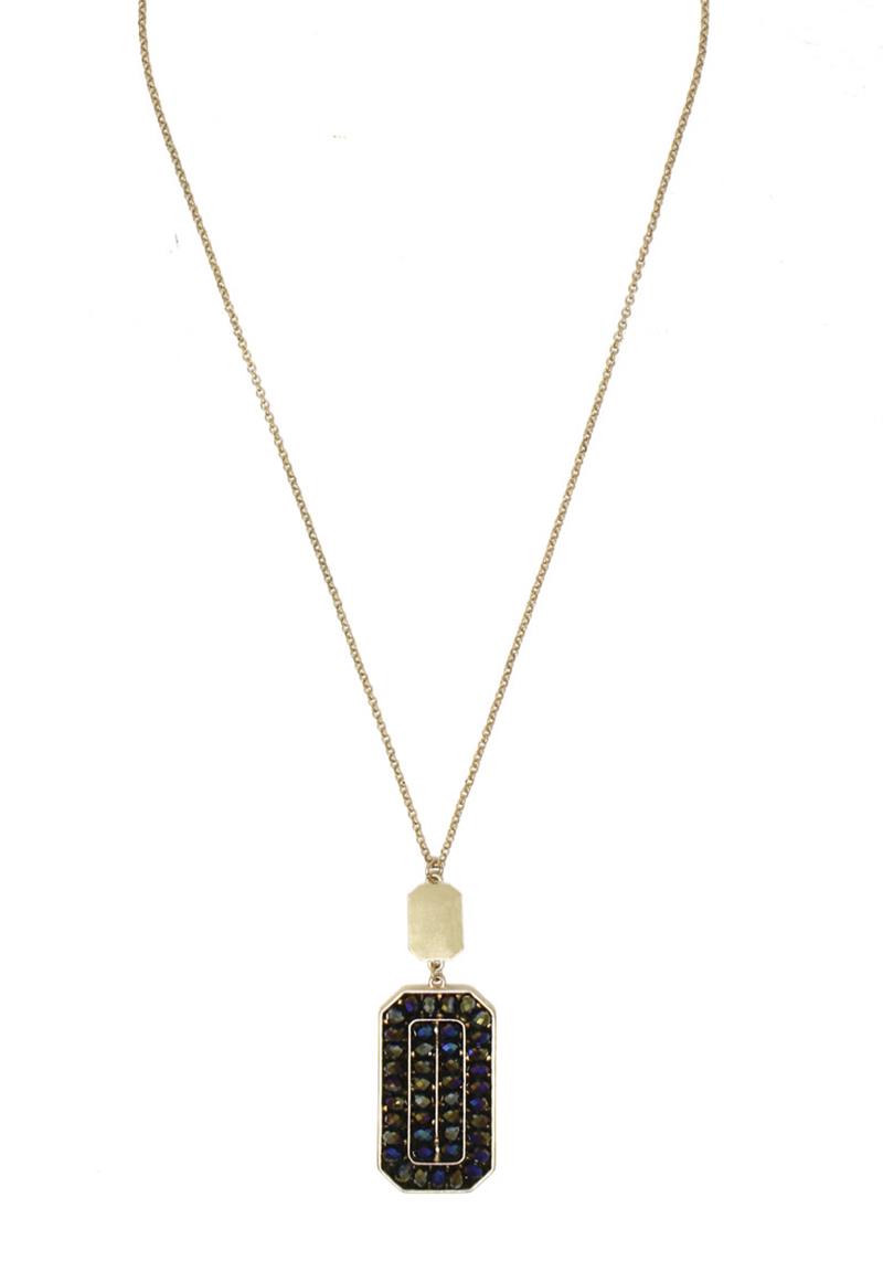 CRYSTAL OCTAGON PENDANT NECKLACE