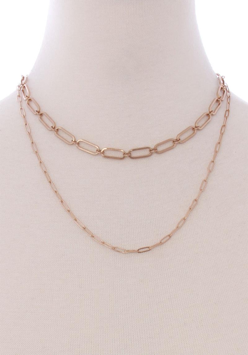 2 LAYERED METAL CHAIN NECKLACE