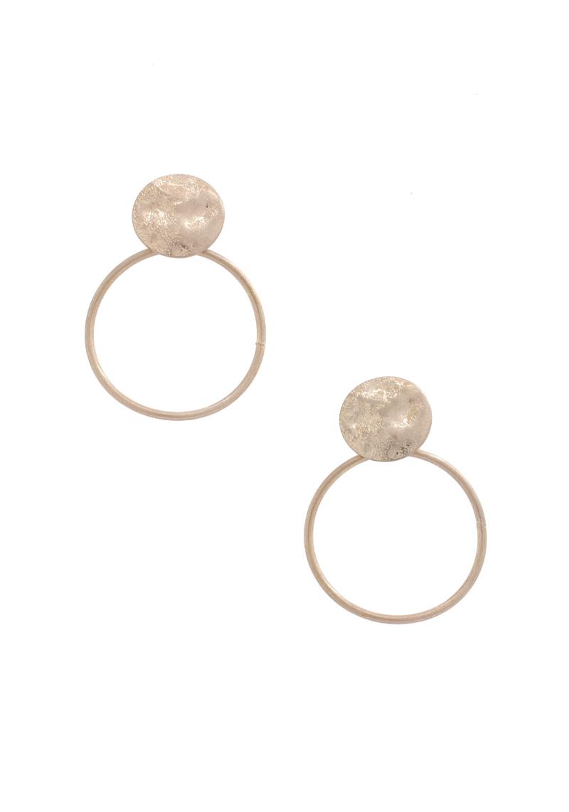 HAMMERED DISC CIRCLE METAL EARRING