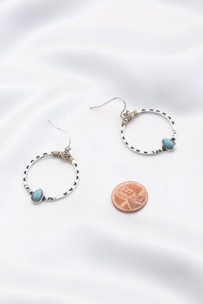 TEARDROP BEAD ROUND METAL DANGLE EARRING