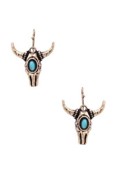 METAL WESTERN STYLE COW HEAD EARRING