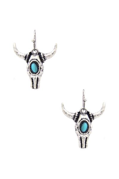 METAL WESTERN STYLE COW HEAD EARRING