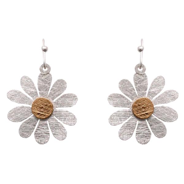 TWO TONE FLOWER DANGLE EARRING