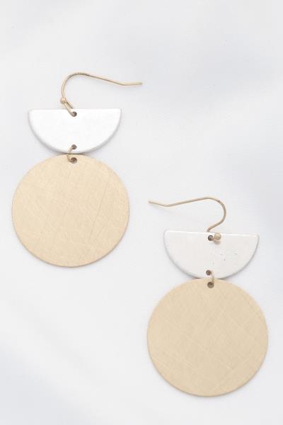 BRUSHED METAL ROUND DANGLE EARRING