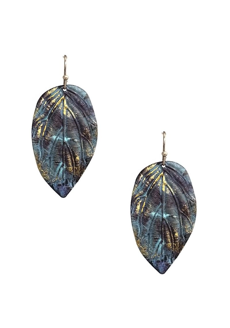 RODEO WESTERN RUSTIC ANTIQUE LEAF DANGLE EARRING