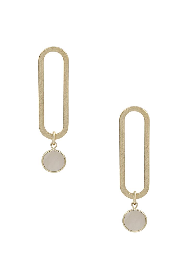 METAL OVAL ROUND DANGLE EARRING
