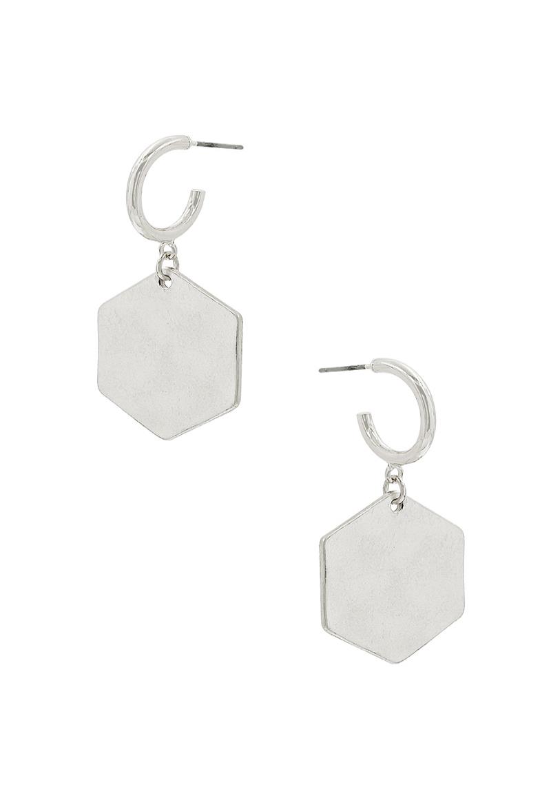 HEXAGON SHAPE HUGGIE EARRING