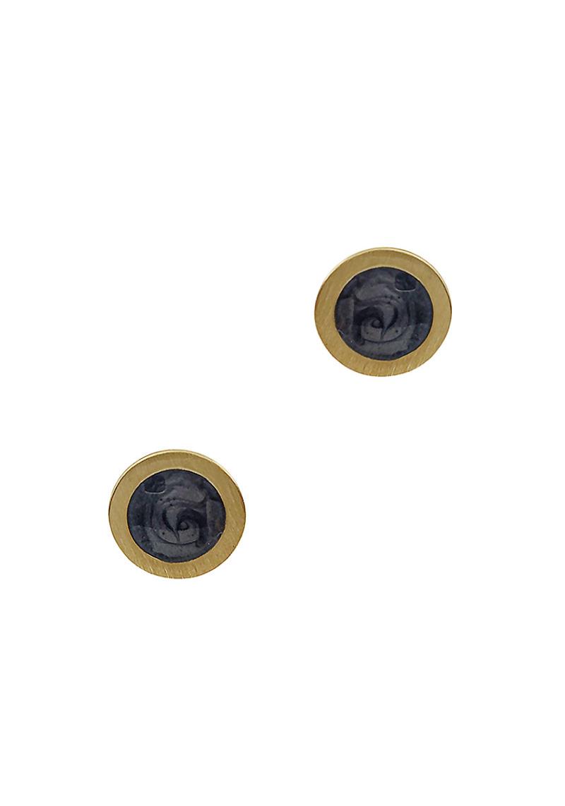 CUTE TWO TONE BUTTON STUD EARRING