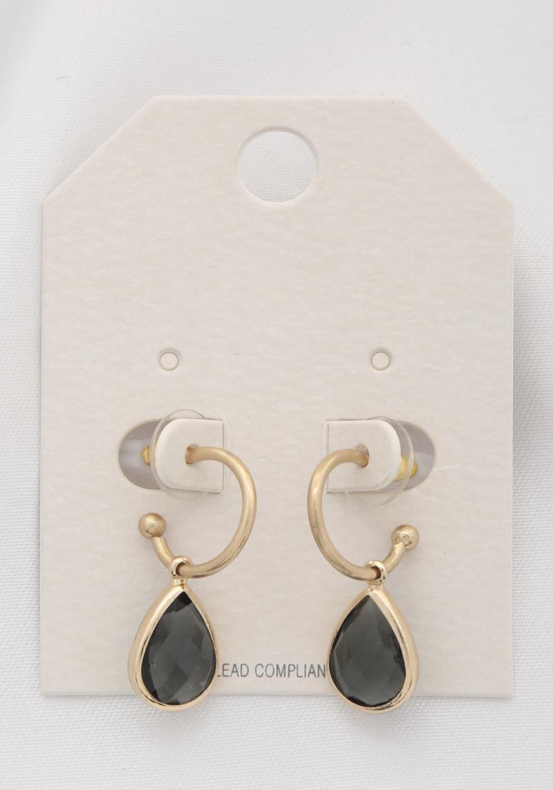 TEARDROP CRYSTAL OPEN HOOP DANGLE EARRING