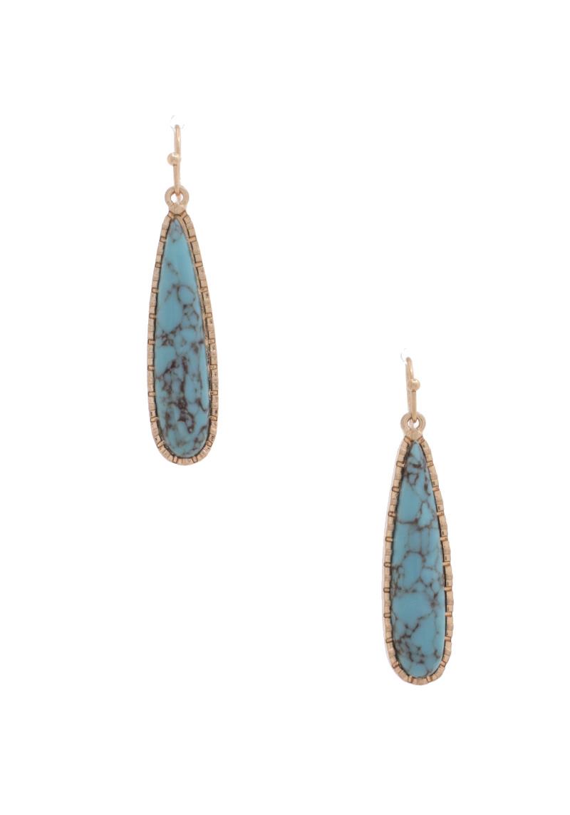 LONG TEARDROP STONE EARRING