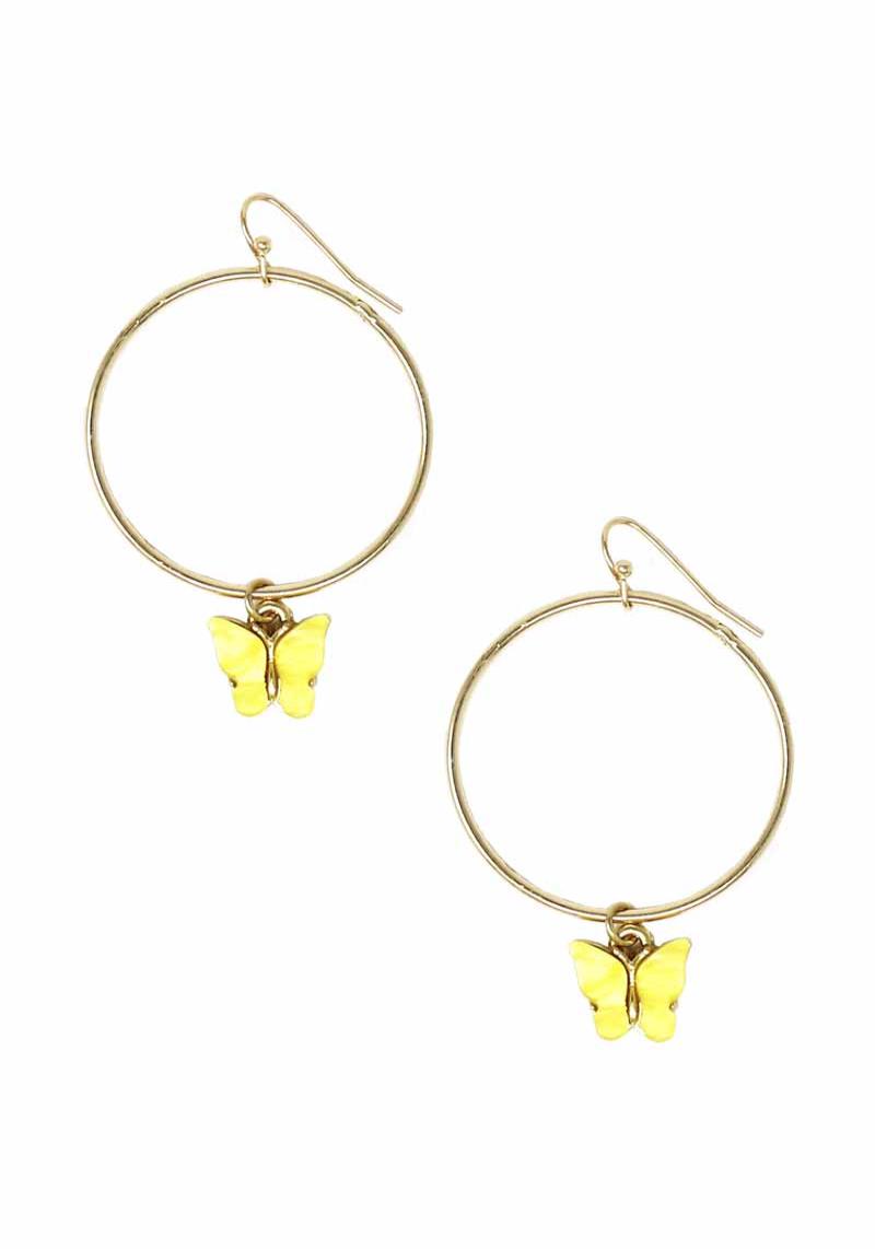 RESIN BUTTERFLY ROUND DANGLE EARRING