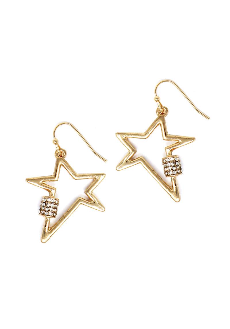 METAL STAR STONE HOOK EARRING