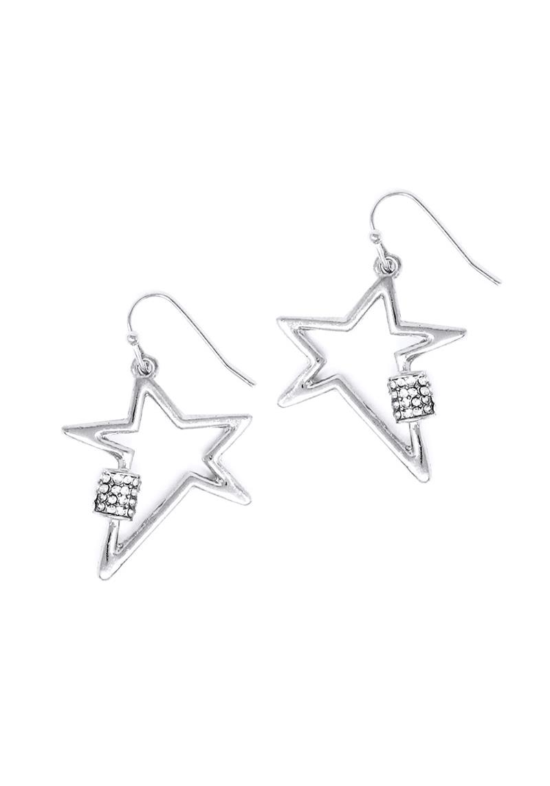 METAL STAR STONE HOOK EARRING