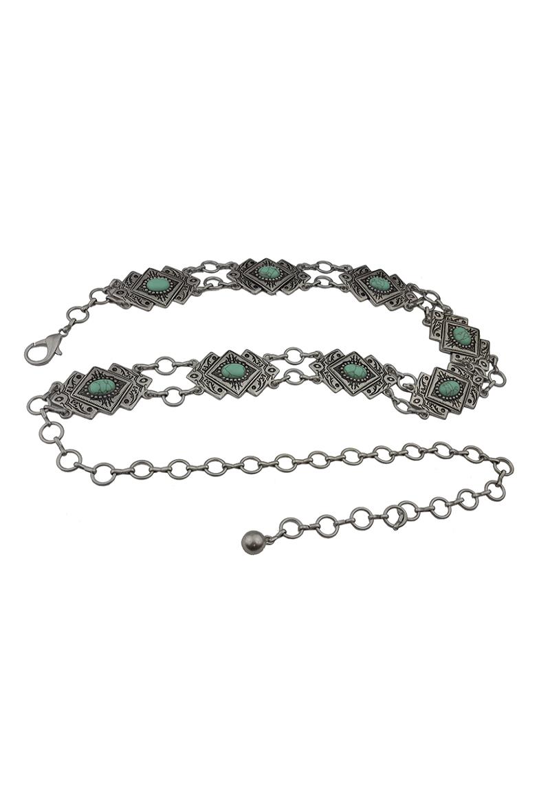 NAVAJO STYLE SILVER CHAIN BELT