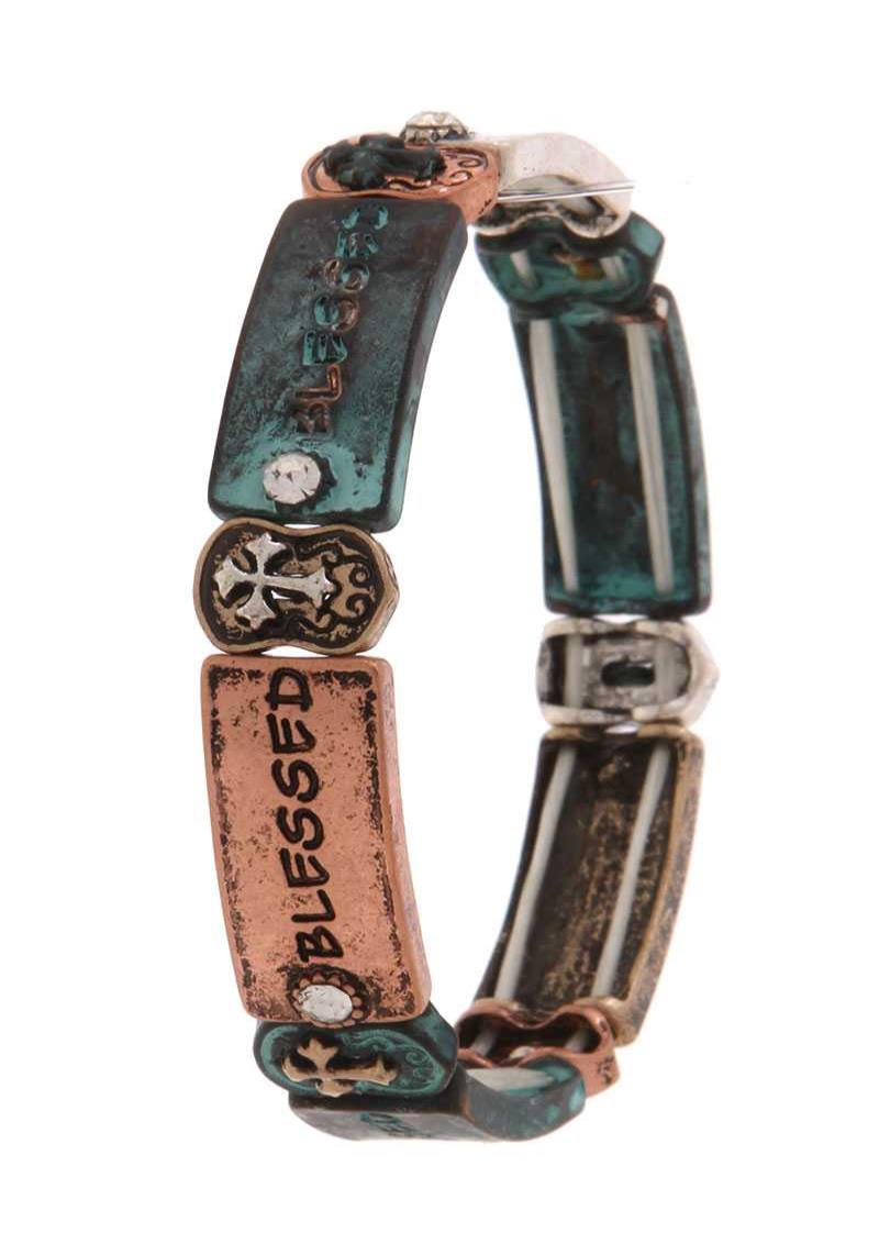 "BLESSED" ENGRAVED STRETCH BRACELET