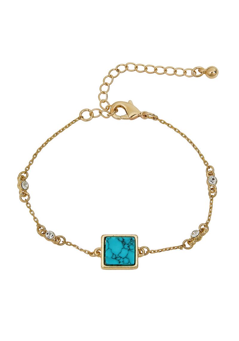 SQUARE STONE CHAIN BRACELET