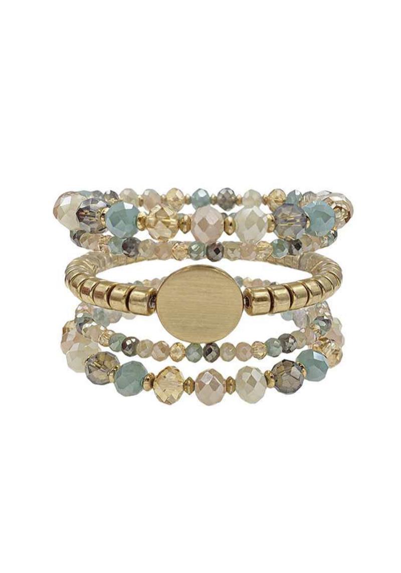 GLASS STRACK BEADED BRACELET 5 PC SET