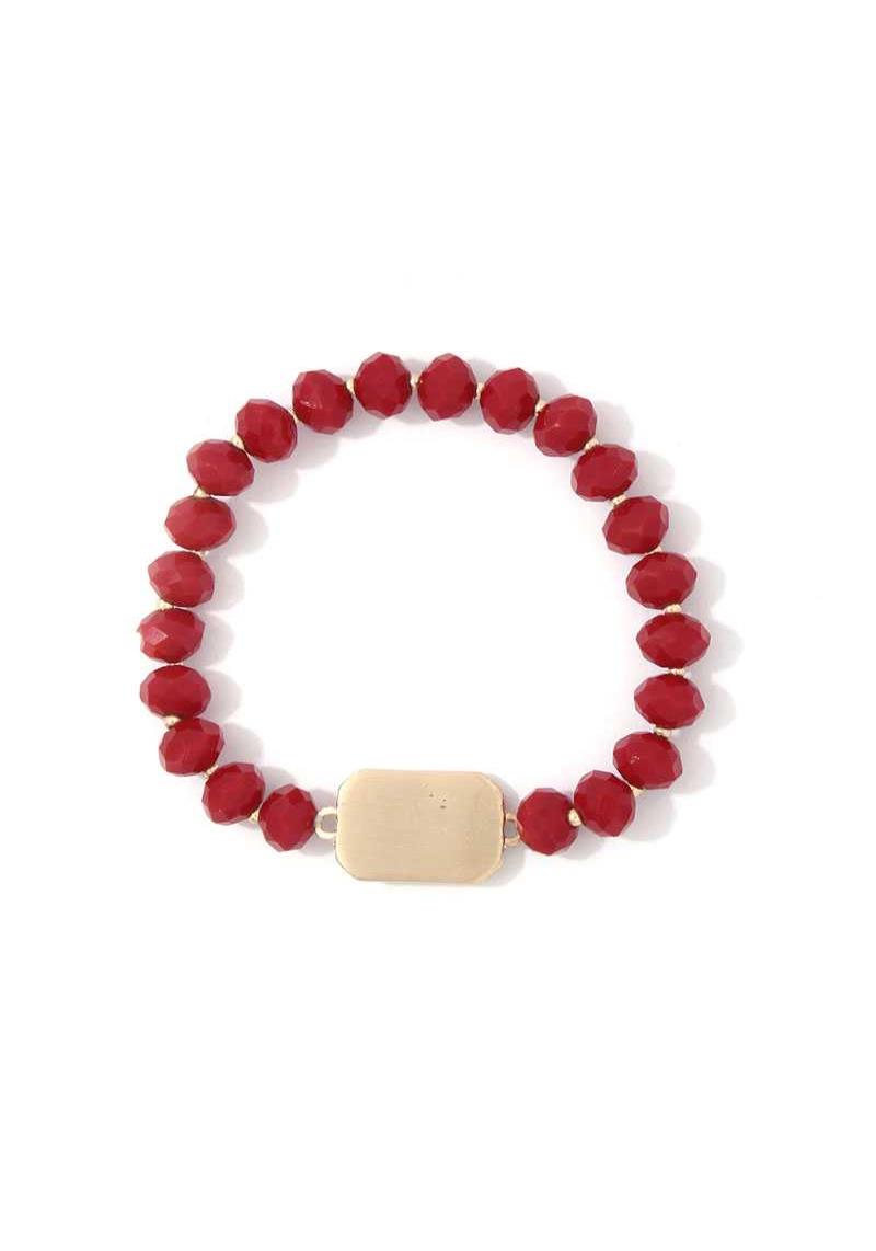 METAL CHARM BEADED STRETCH BRACELET