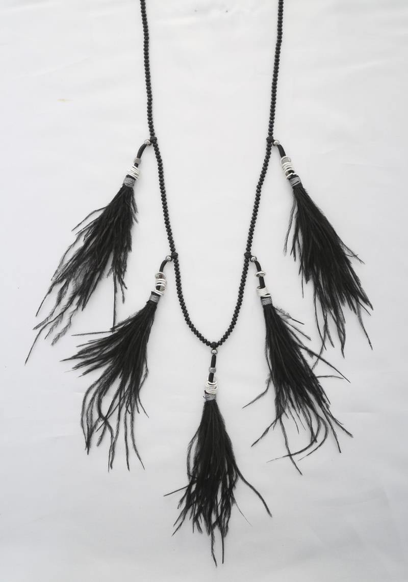 FEATHER BEADED NECKLACE