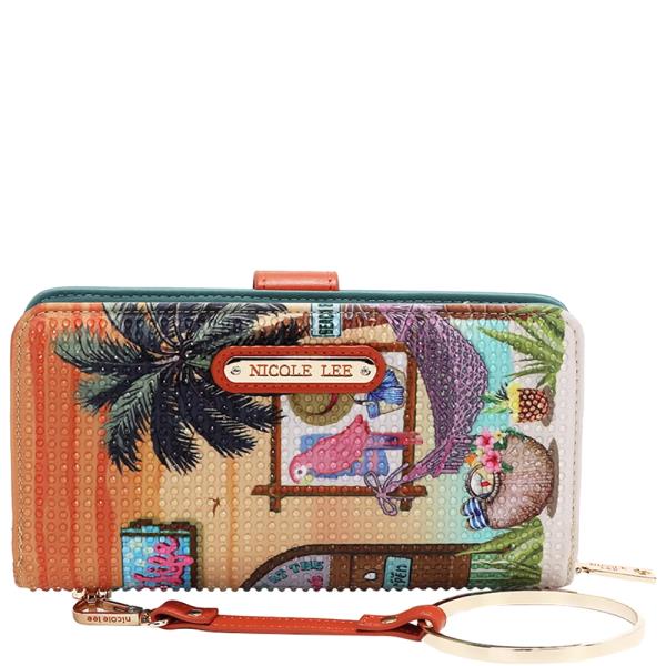 NICOLE LEE SIGNATURE RFID BIFOLD WALLET WRISTLET