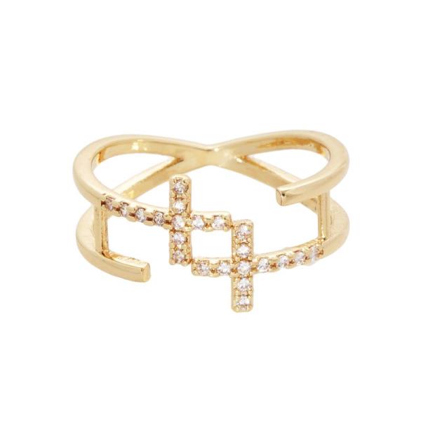 GOLD DIPPED CZ CROSS RING