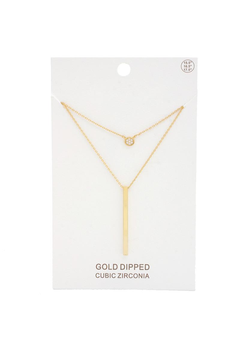 LONG METAL BAR Y SHAPE GOLD DIPPED NECKLACE