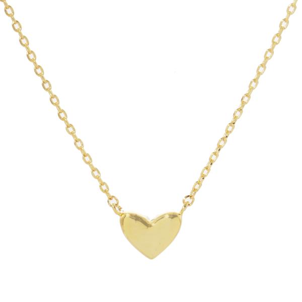 GOLD DIPPED DAINTY PUFFY HEART CHARM GOLD DIPPED NECKLACE