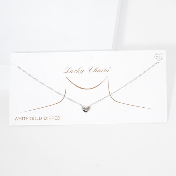 GOLD DIPPED DAINTY PUFFY HEART CHARM GOLD DIPPED NECKLACE