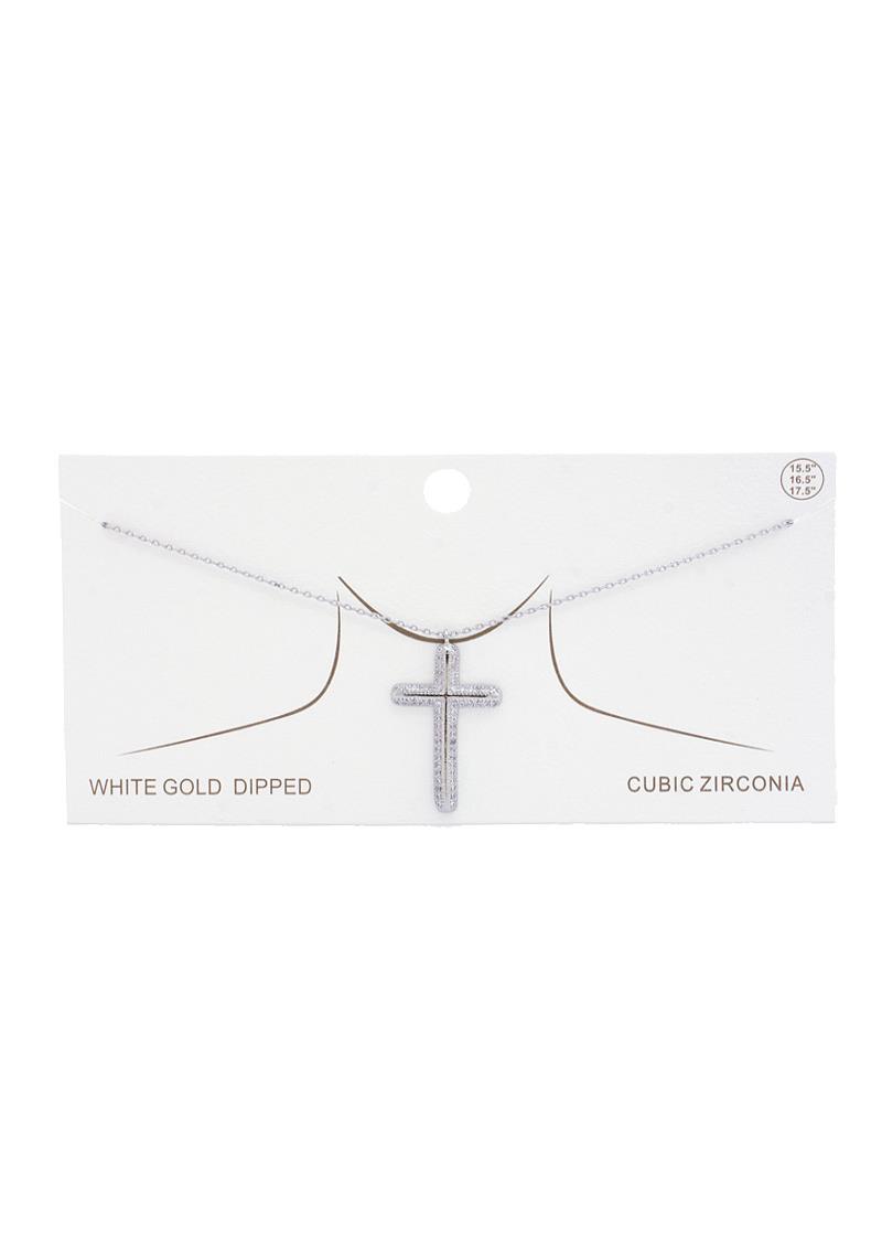 CROSS CUBIC ZIRCONIA GOLD DIPPED NECKLACE