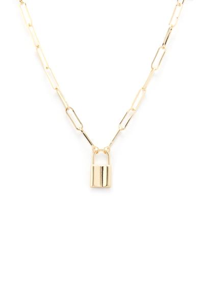 LOCK CHARM OVAL LINK NECKLACE