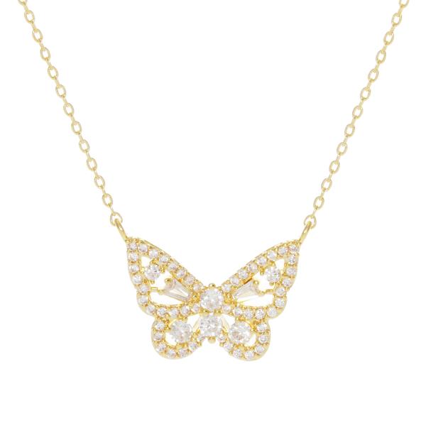 GOLD DIPPED CZ BUTTERFLY NECKLACE