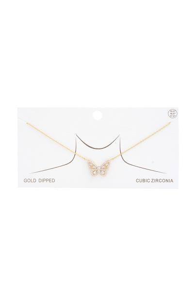 GOLD DIPPED CZ BUTTERFLY NECKLACE