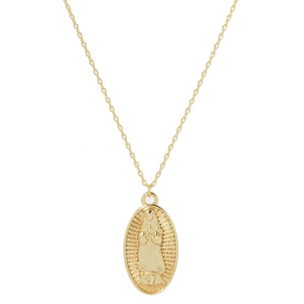 GOLD DIPPED GUADALUPE PENDANT NECKLACE