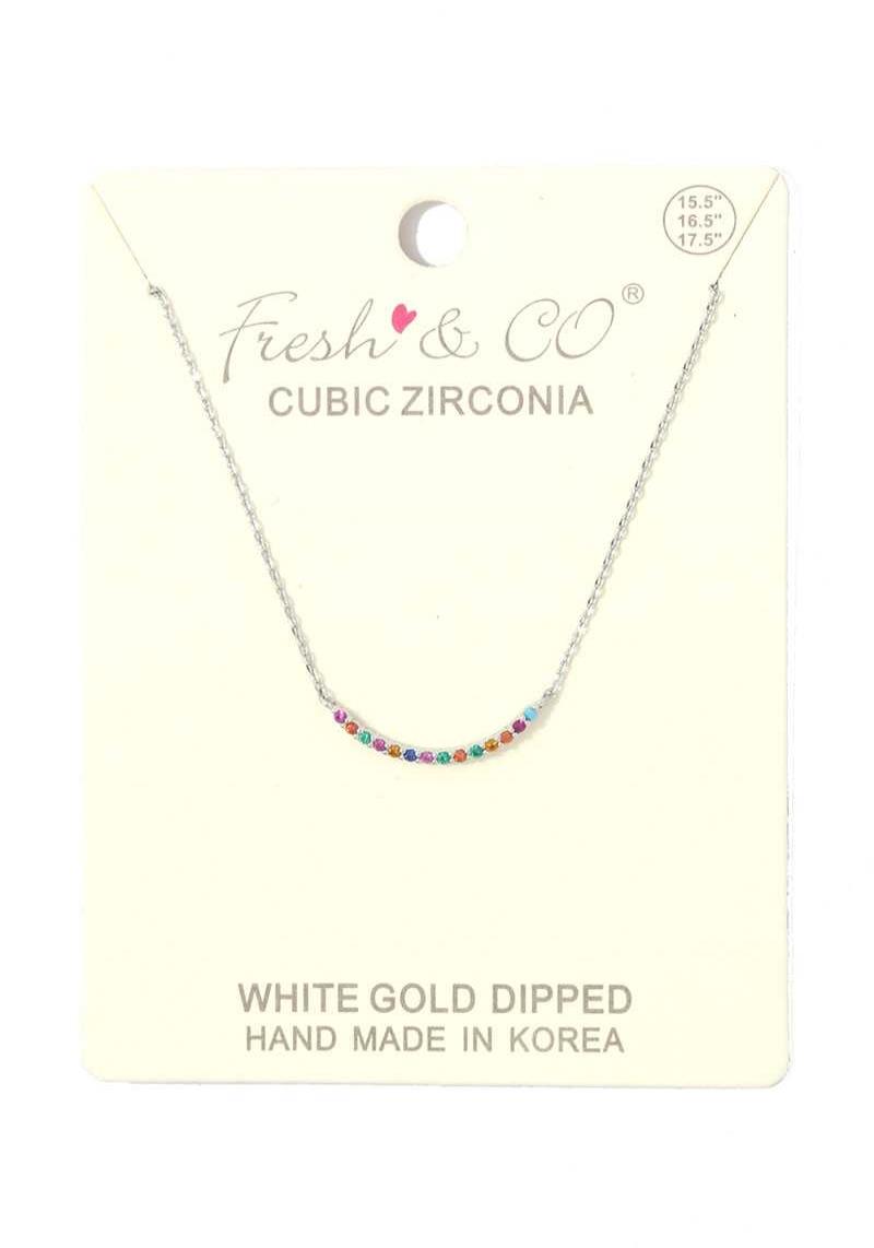 RHINESTONE CURVE BAR NECKLACE