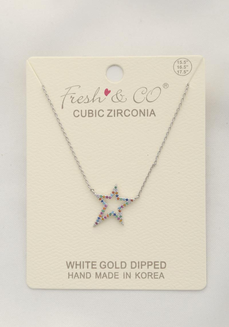 ABSTRACT STAR WHITE GOLD DIPPED NECKLACE