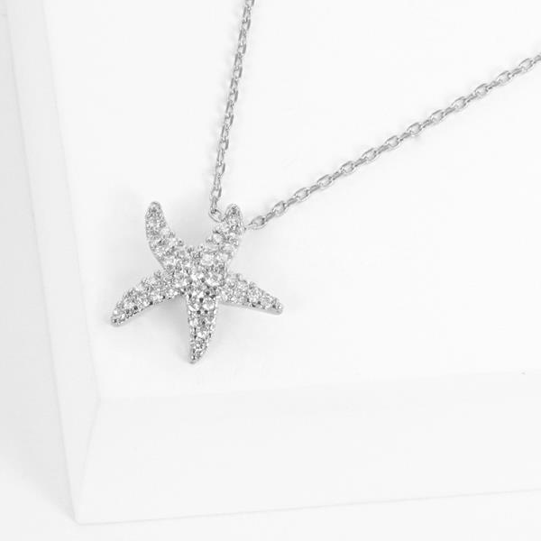 GOLD DIPPED RHINESTONE STARFISH CHARM NECKLACE