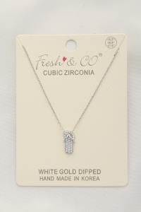 FLIP FLOP RHINESTONE CHARM WHITE GOLD DIPPED NECKLACE